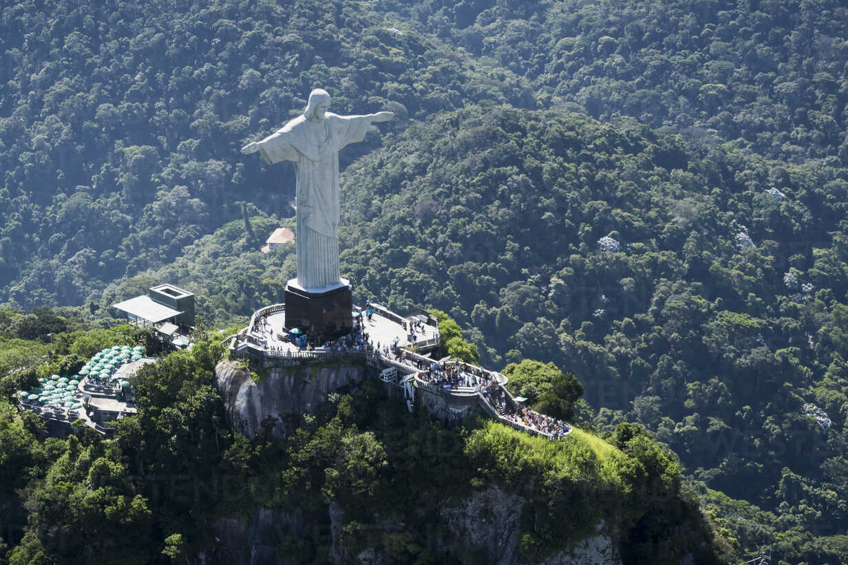 brazil rio de janeiro corcovado mountain with statue of christ the redeemer