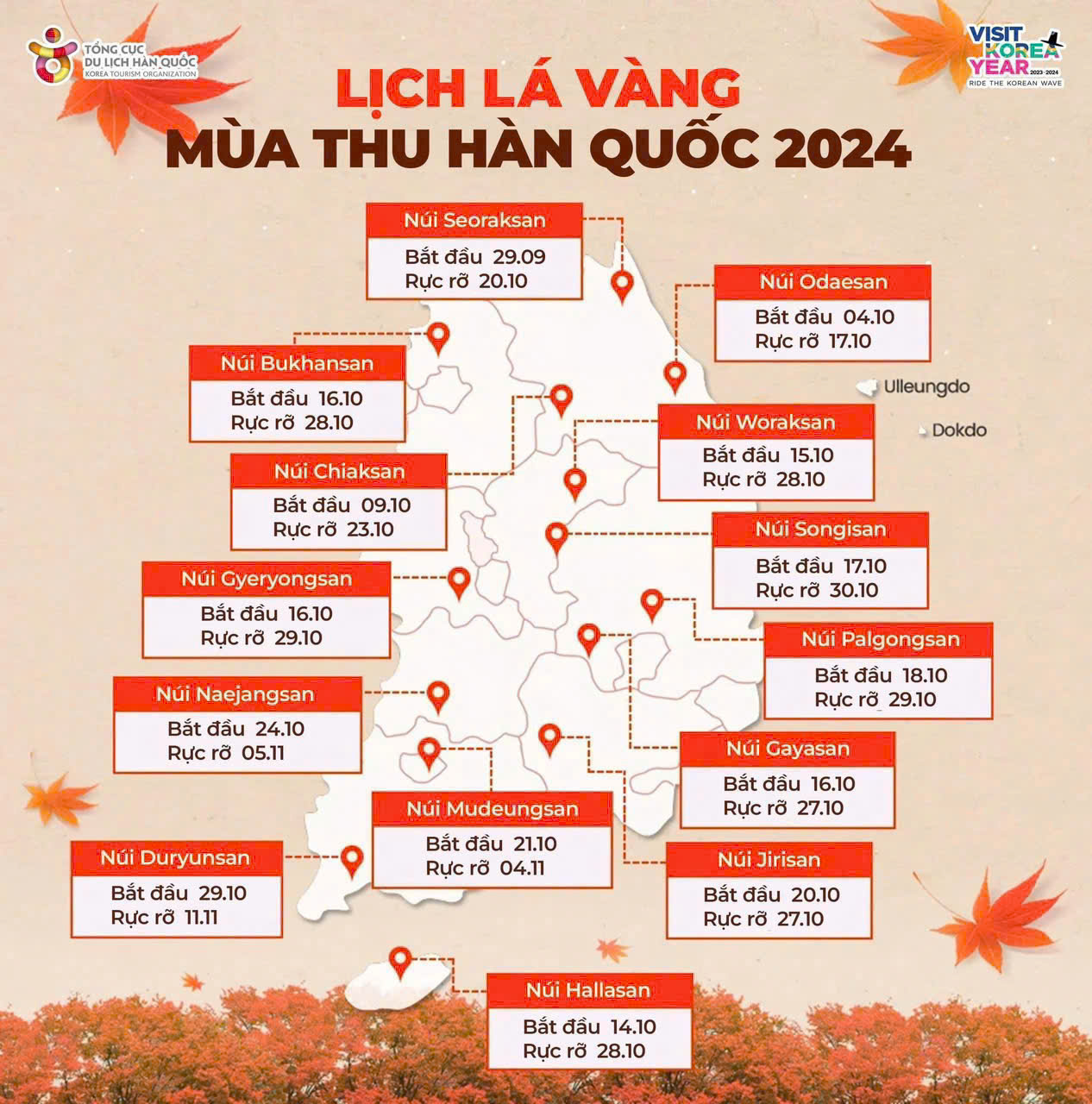 Lich la vang Han Quoc 2024